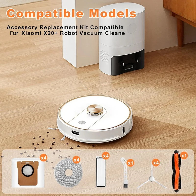 ABNO-For Xiaomi X20 + جهاز آلي لتنظيف الأتربة فرشاة جانبية رئيسية فلتر Hepa ممسحة أكياس الغبار القماش استبدال أجزاء