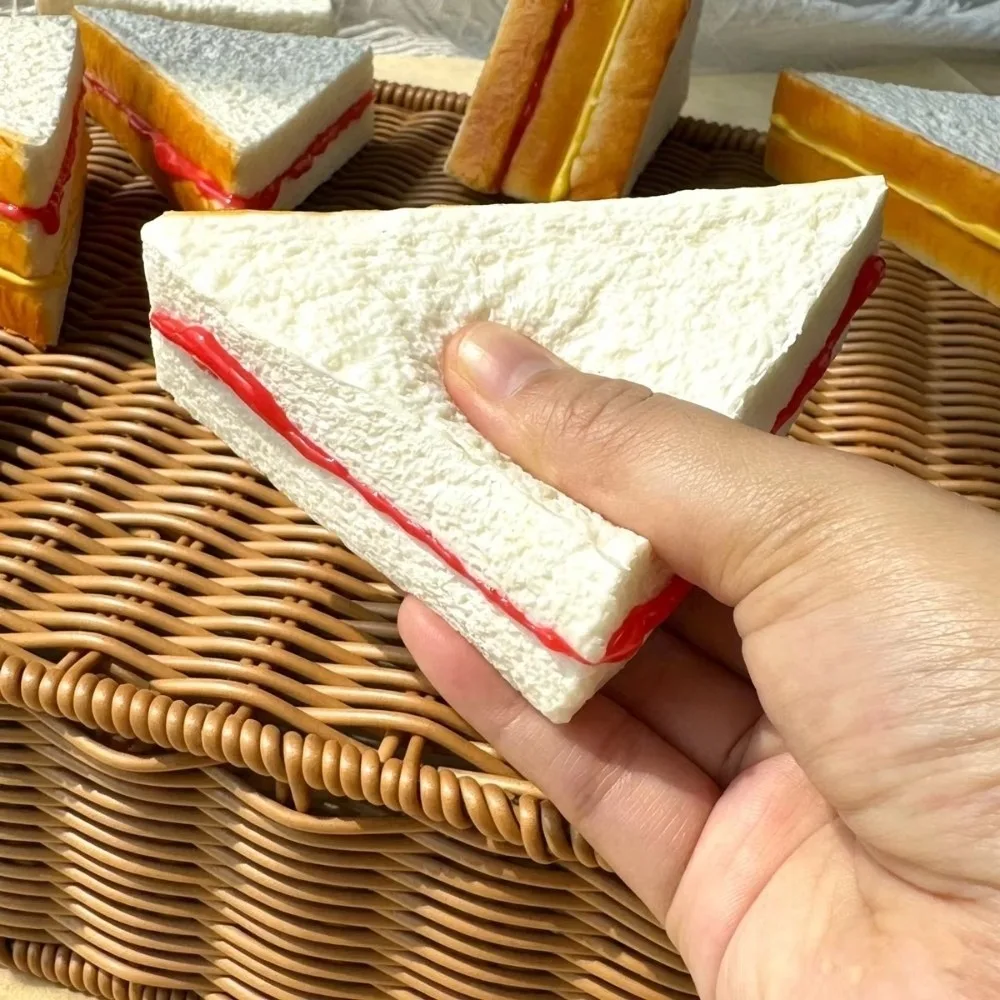 Creative PU Sandwich Model Soft Artificial Realistic Fake Bread Food Photography Prop Pressing Toy Bakery Shop Window Display