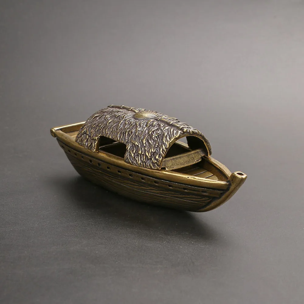 Brass Fishing Boat Tabletop Ornament for Buddha Incense Incense Incense Burner Zen Incense Line Tea Table Ornament