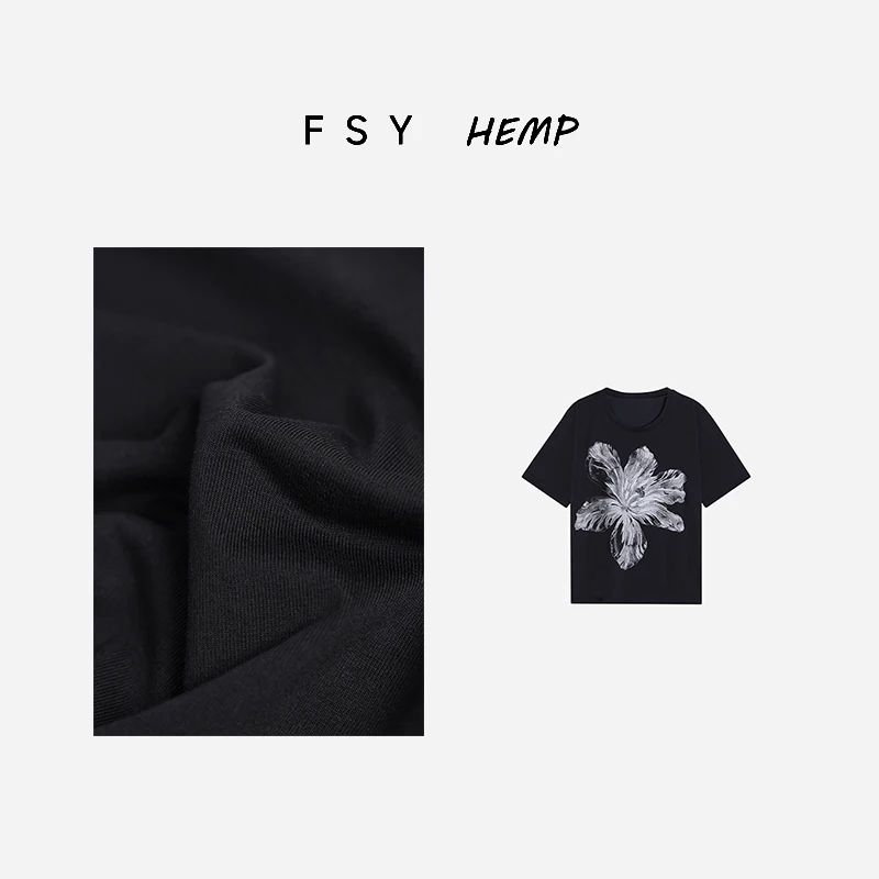 

Casual Linen ort Sve T-irt Women's Floral Print Summer Top Comfortable Breathable round Ne Loose Fit Street Sle