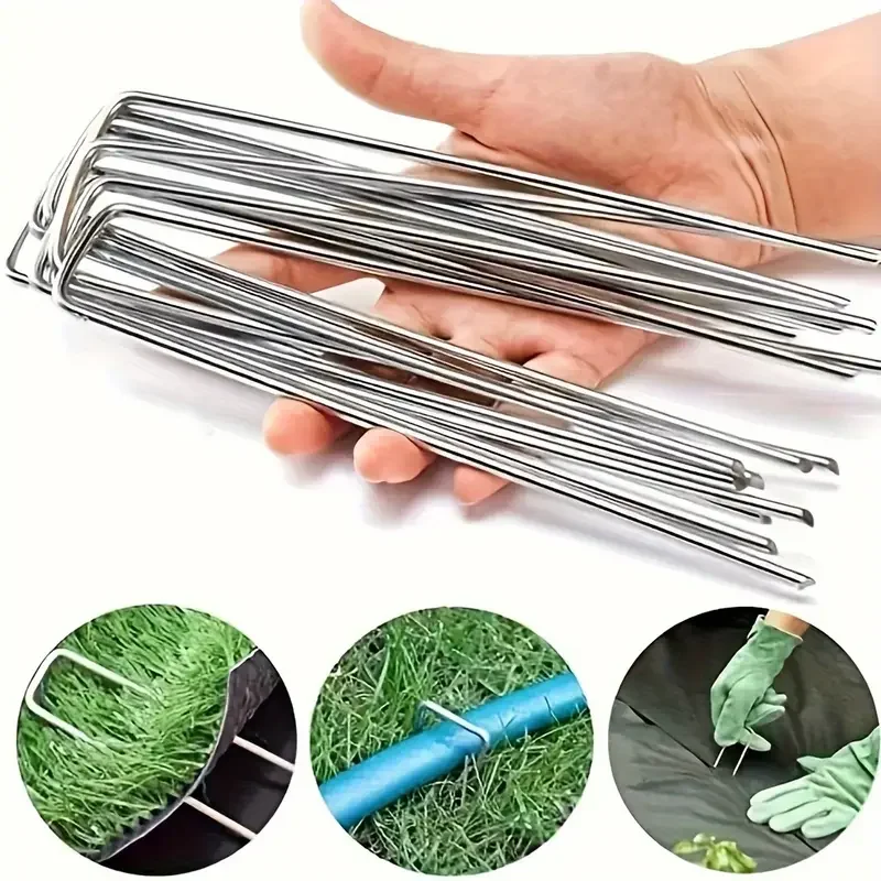 10-100 قطعة مسامير الرياح مع جوانات U-نوع حصص الأرض مكافحة العشب القماش حديقة سياج سبايك كومة المروج خيمة النسيج تأمين أوتاد