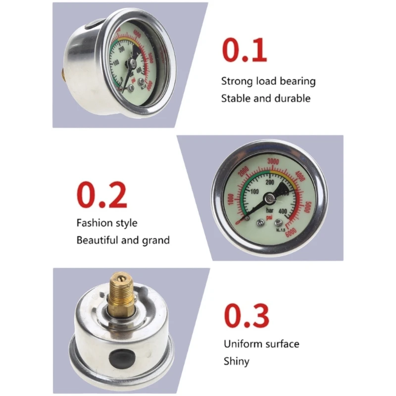 Universal 0-6000/0-40MPa Pressure Gauge Manometer High Pressure Assembly Used for Motorcycle Auto Easy Installation