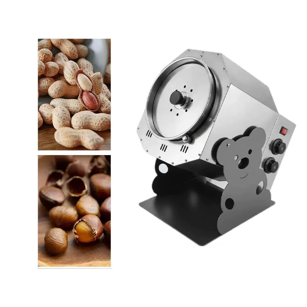 Small Household Electric Roaster for Walnuts Sugar-Coated Chestnuts Sunflower Seeds Sesame-Nuts Processing Machine for Soybean