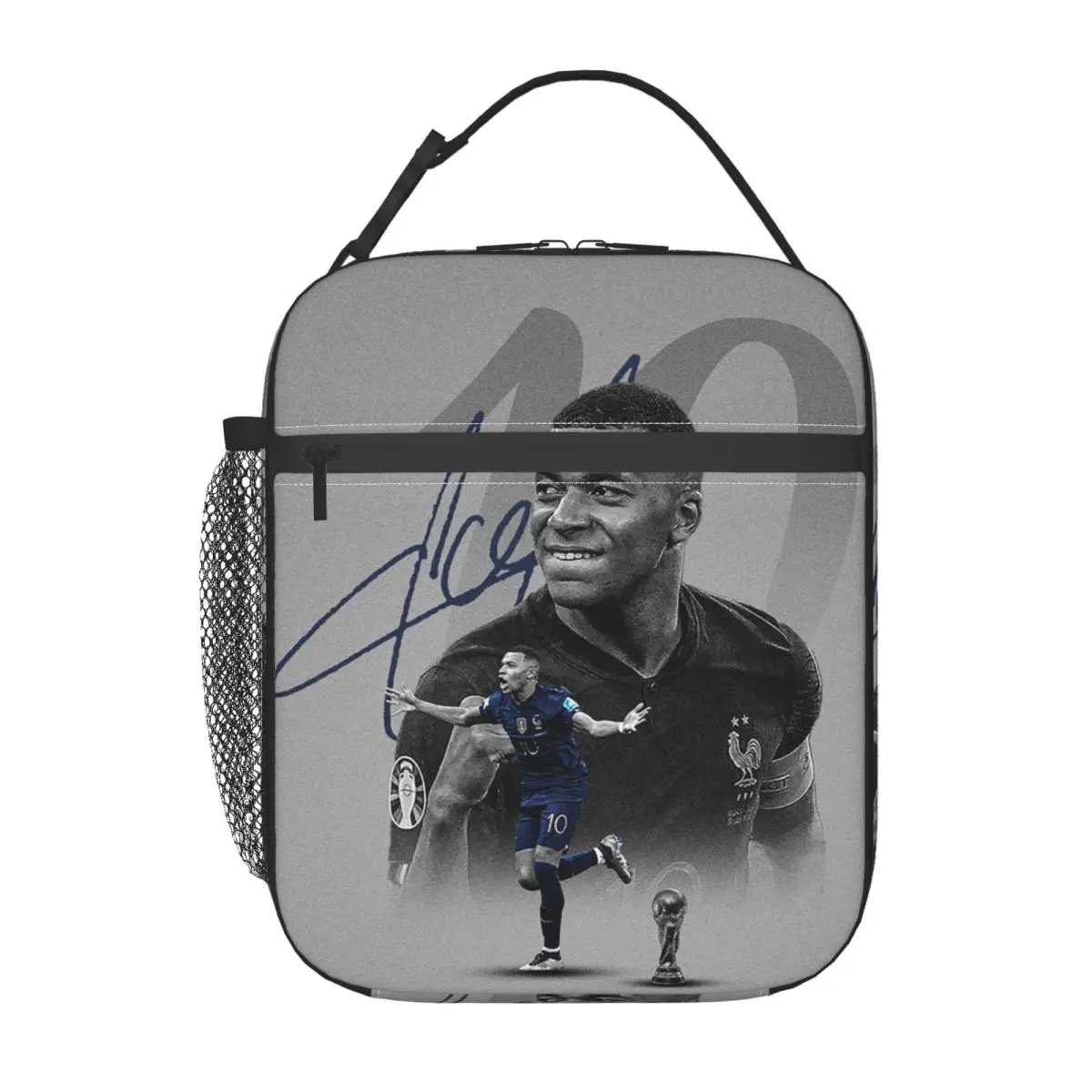 Football KM Mbappe Soccer Insulated Lunch Bag for Women Kids Portable Food Boxes Thermal Lunch Box Tote