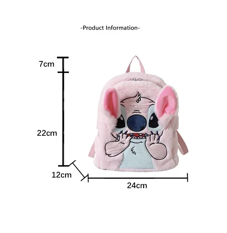 Disney Cartoon Stitch and Angel Mochila, Kindergarten School Bag, Lady, Novo