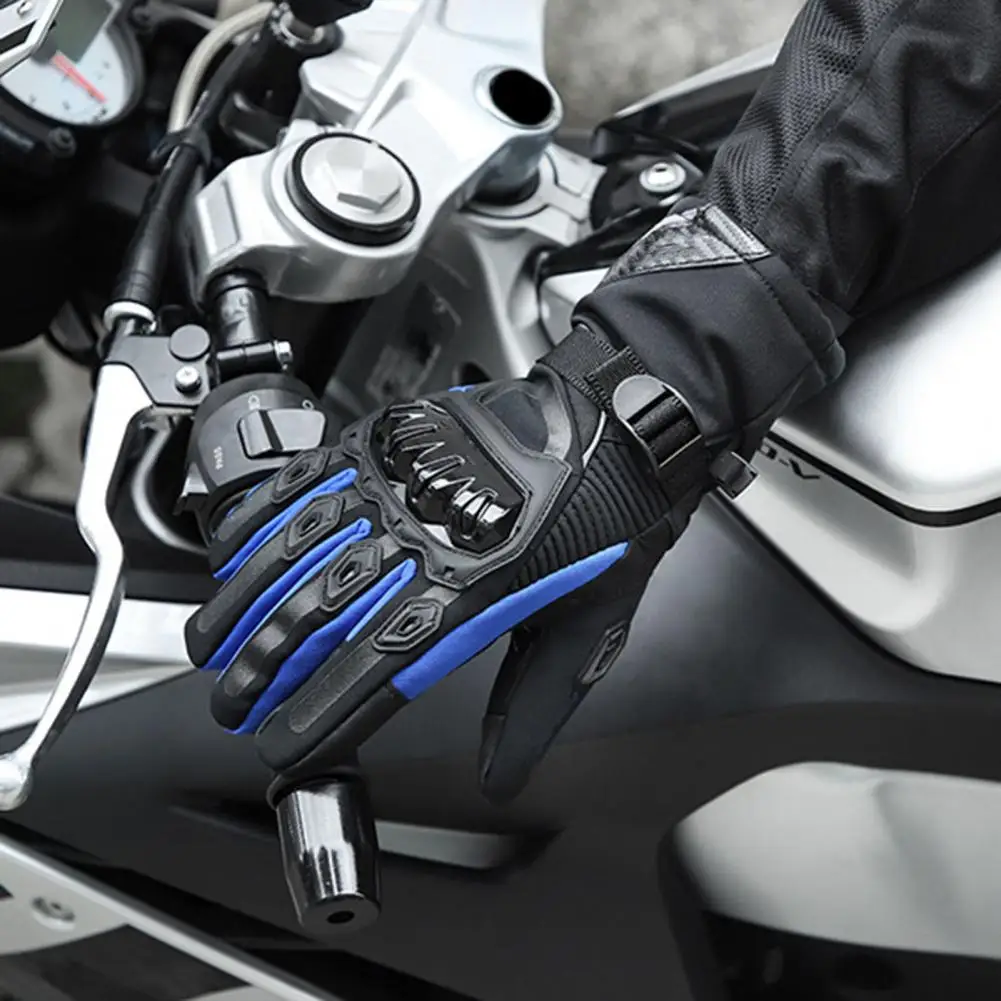 1 Pair Winter Motorcycle Cycling Gloves Windproof Waterproof Touchscreen Thermal Cold Weather Full Finger Riding Gloves