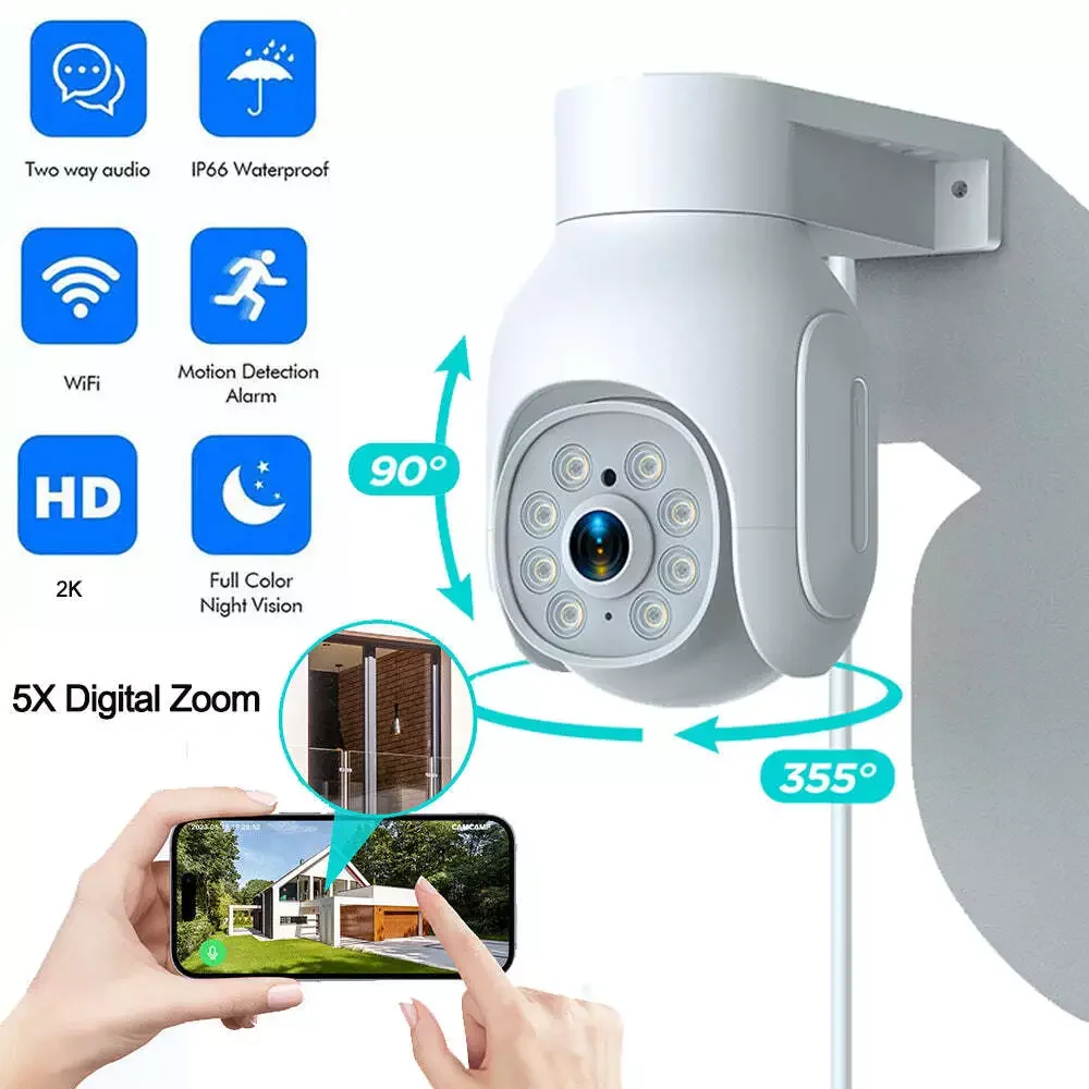 Smart PTZ Wifi Camera 6K HD Three Lens Three Screen 10X Hybrid Zoom Video Security Surveillance Camera Protection 360° Home