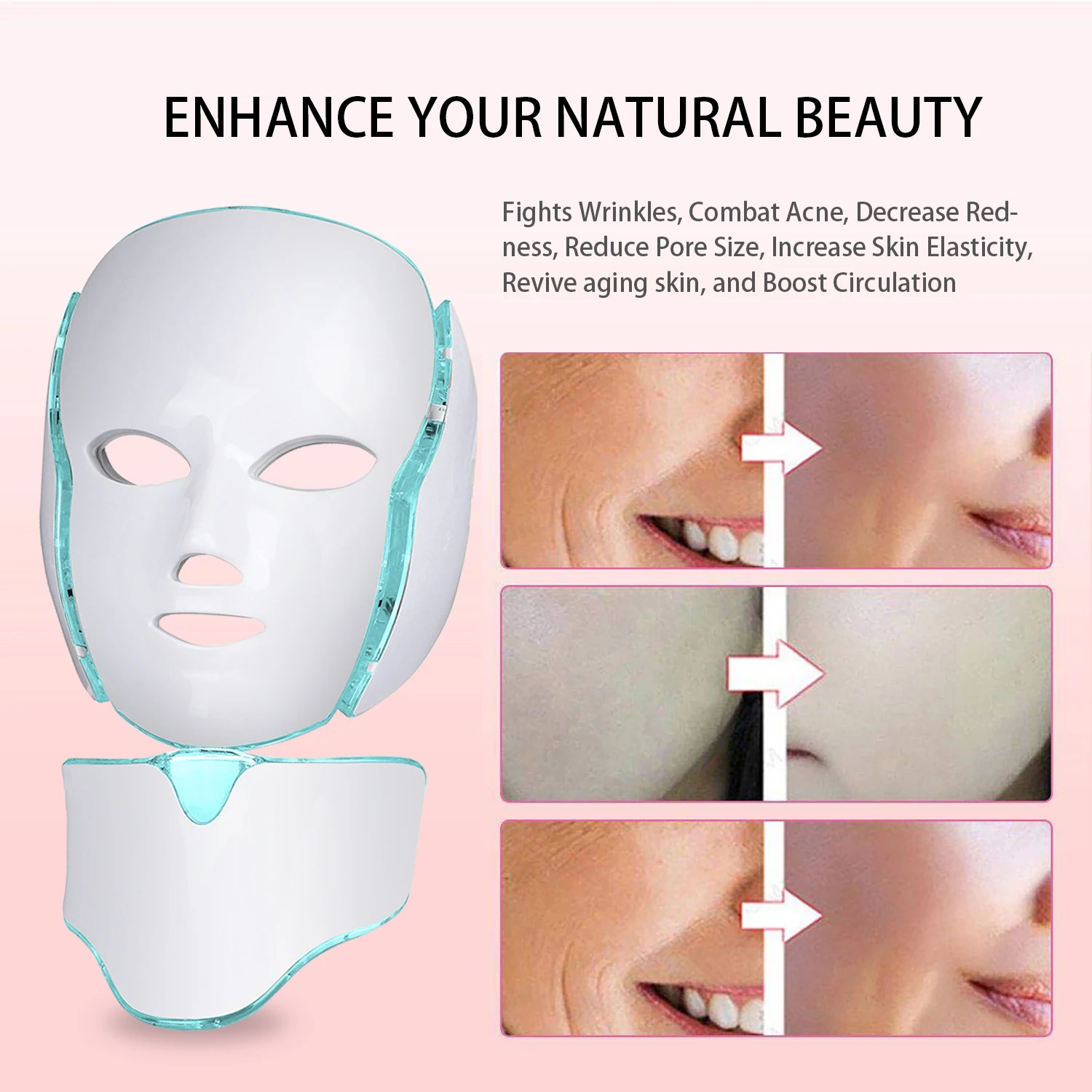 7 สี LED Light Therapy Face Beauty Facial อุปกรณ์ Red Light Therapy Skin Care หน้ากาก LED Home ใช้อุปกรณ์ความงาม