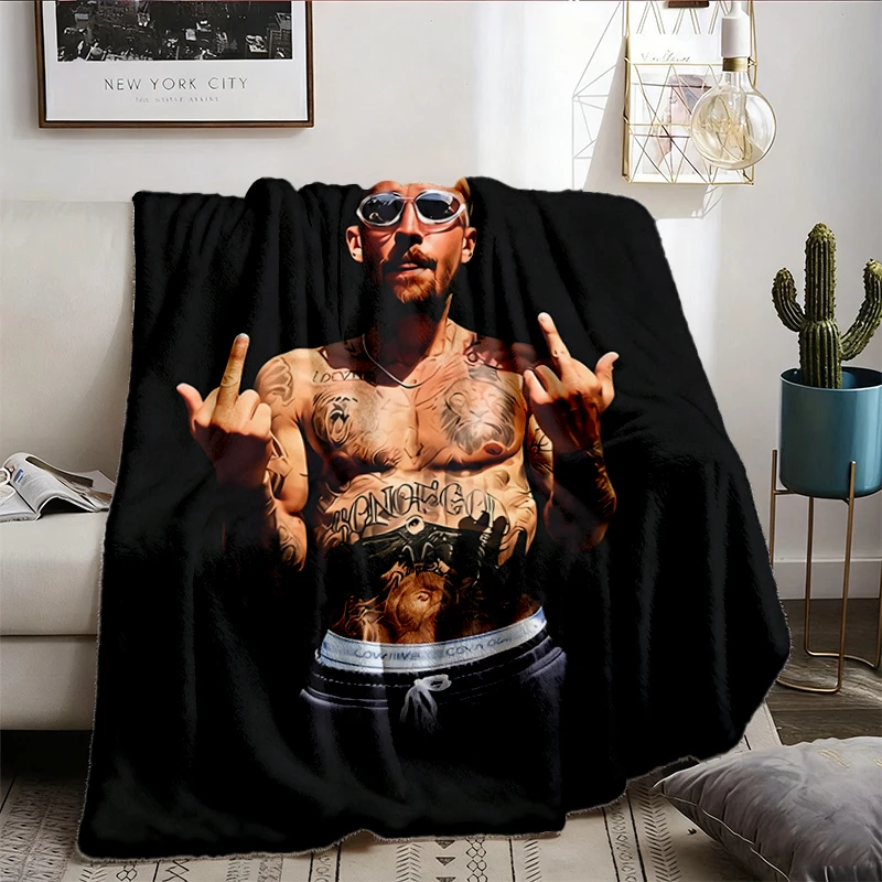 Justin Middle Finger Flannel Blanket, Vintage Bieber Concert Flannel Throw, Vintage Style Fan Cozy Blanket