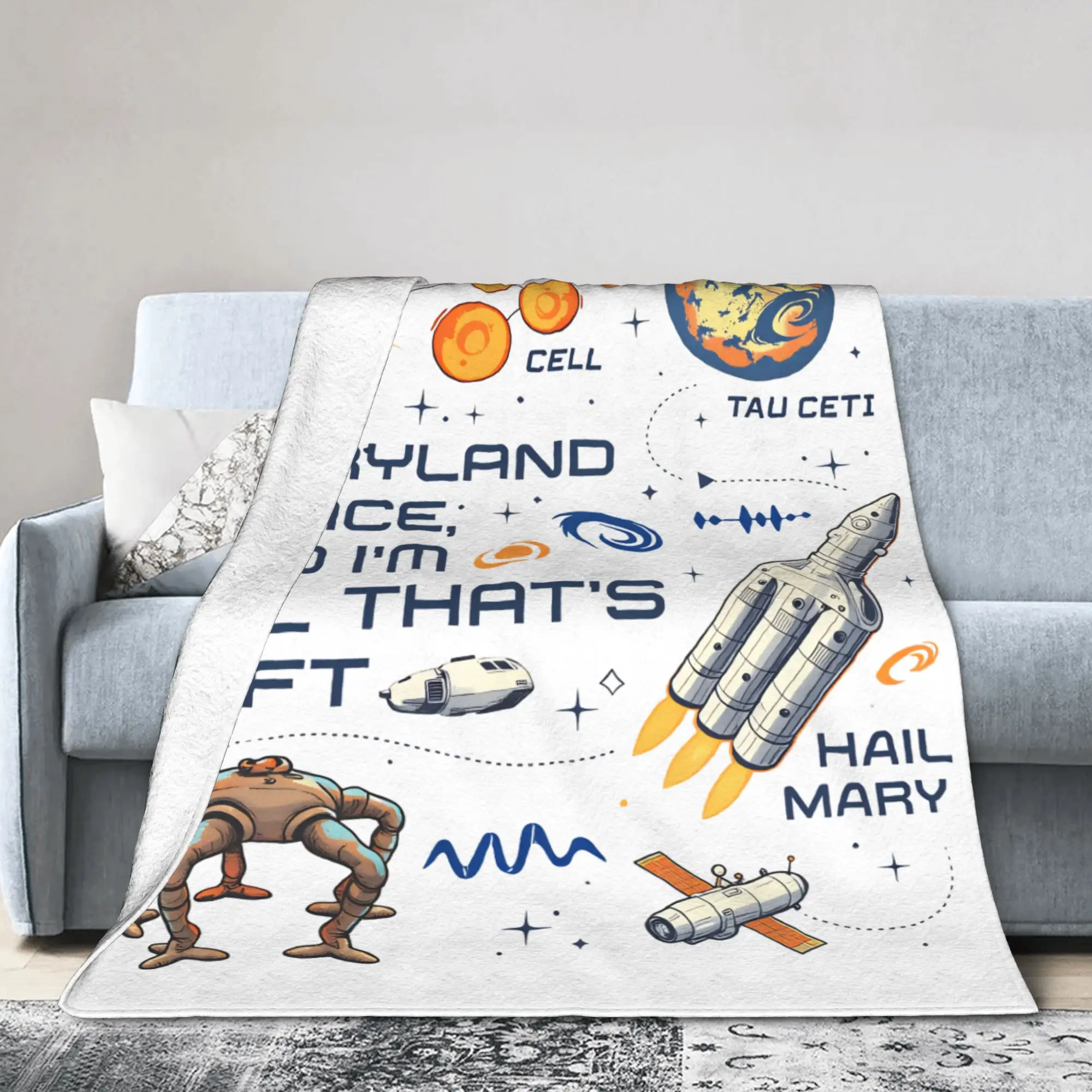 Project Hail Mary Sci Fi Book Blanket Space Astrophage Fuzzy Awesome Warm Throw Blanket for Bedding Lounge Textile Decor Car