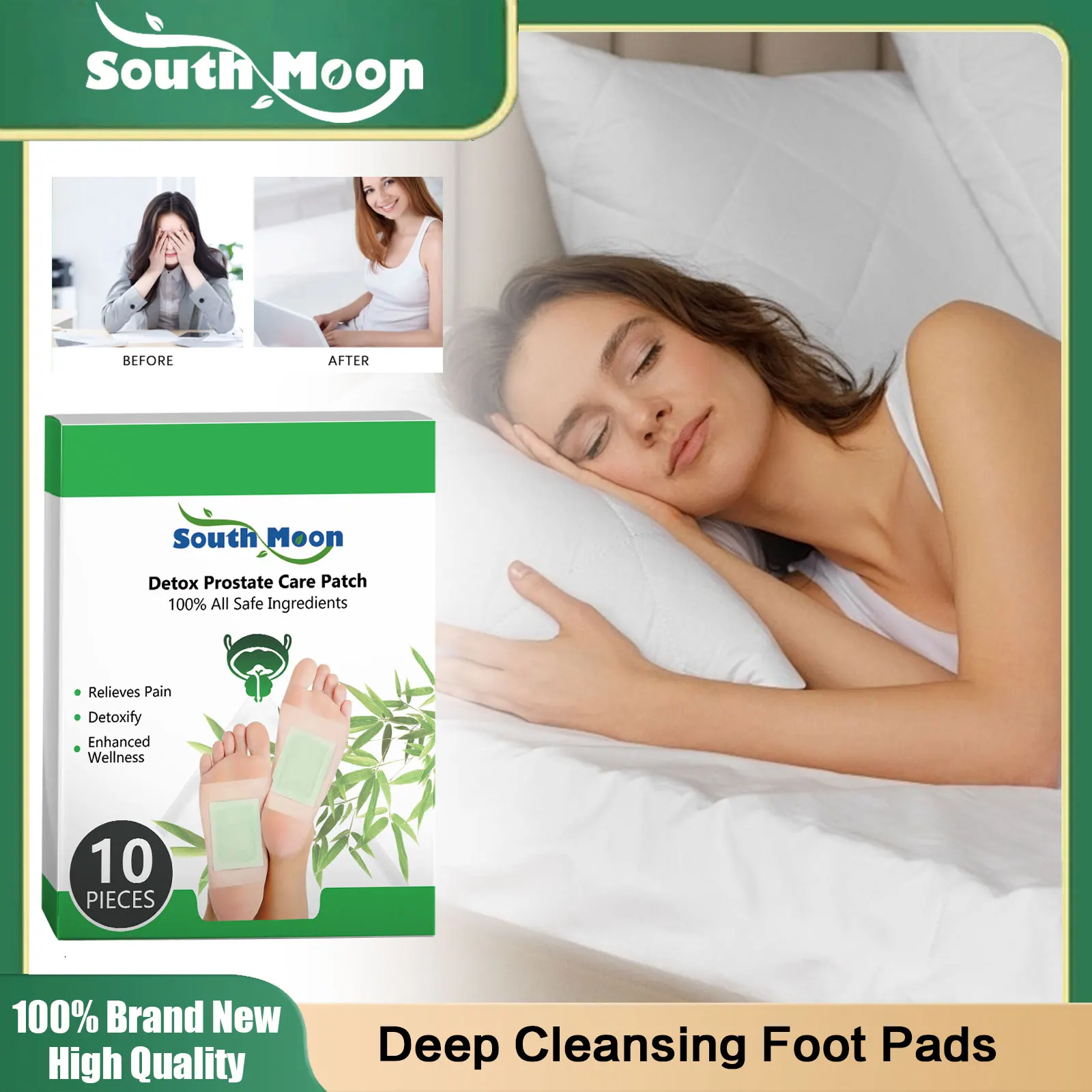 Deep Cleansing Foot Pads Remove Toxin Prostate Discomfort Relief Fatigue Stress Relaxation Improve Sleep Herbal Detox Foot Patch