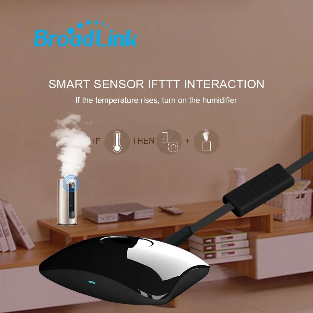BroadLink RM4pro Universal Remote Control IR RF WiFi Controller and HTS2 Temp Humidity Sensor for Alexa and Google Assistant