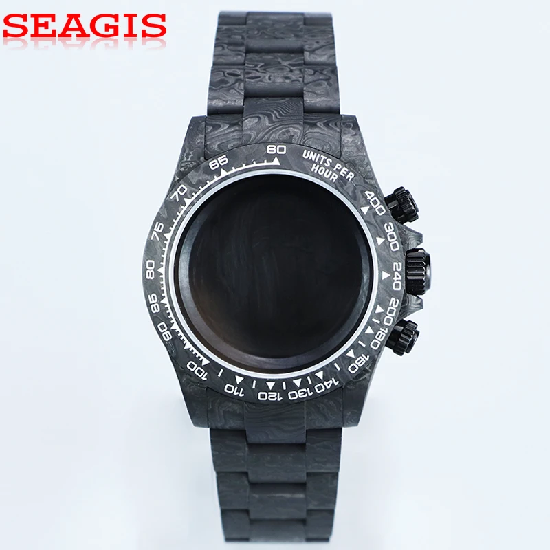 SEAGIS 4130/VK63 Movement Carbon Fiber Case 38mm, Carbon Fiber Bezel, Sapphire Crystal, 3ATM