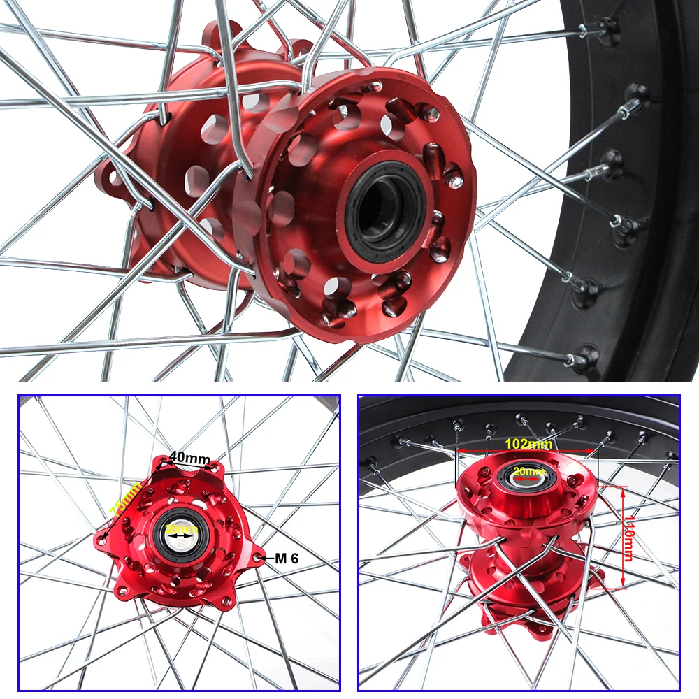 Motocross Front 3.00x17" Rear 3.50x17" 17 inch Spoked Wheels Rims Hub Set For KTM EXC EXC-E SX SX-F XCW 150 200 250 300 350 450 - view 4