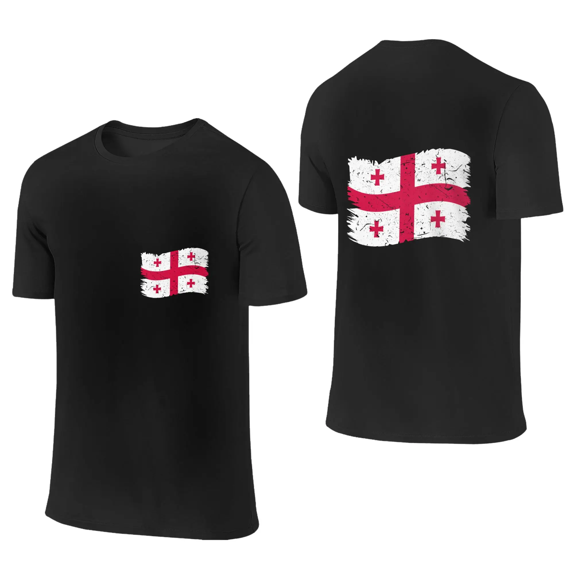 Custom Georgia Flag T Shirts Men Short  Sleeve Georgian Country Flag T-shirt Streetwear Tee Tops Pure Cotton Slim Fit Tshirts