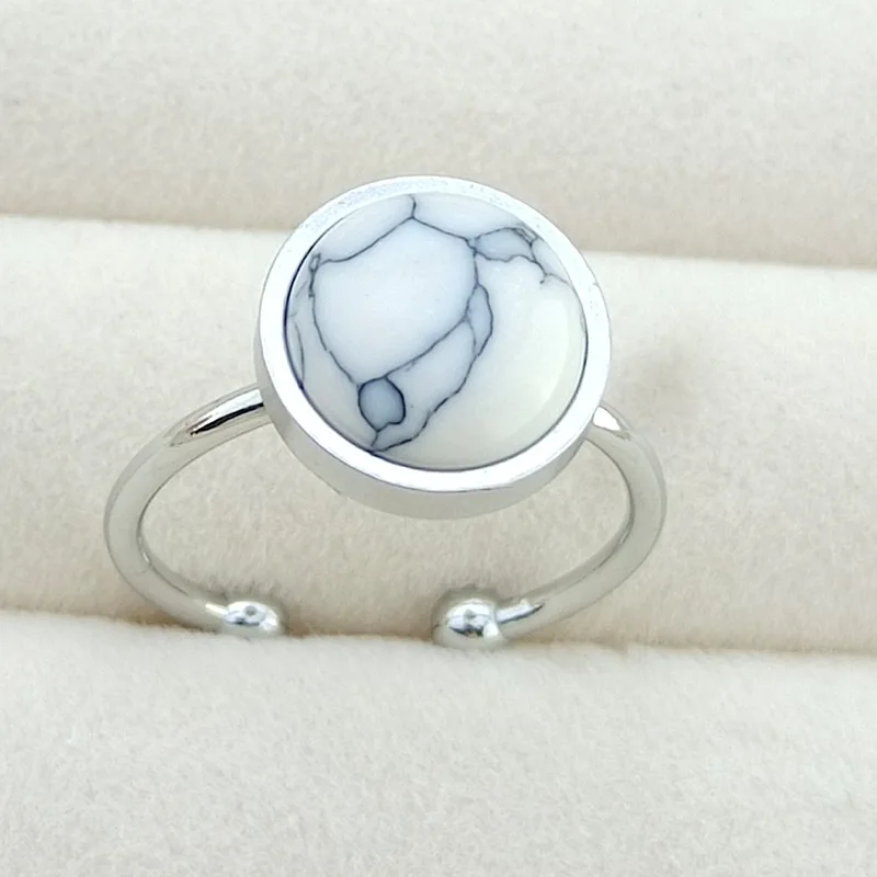 Cincin baja tahan karat batu alam warna-warni antik untuk wanita, cincin Boho hadiah perhiasan pernikahan dapat disesuaikan