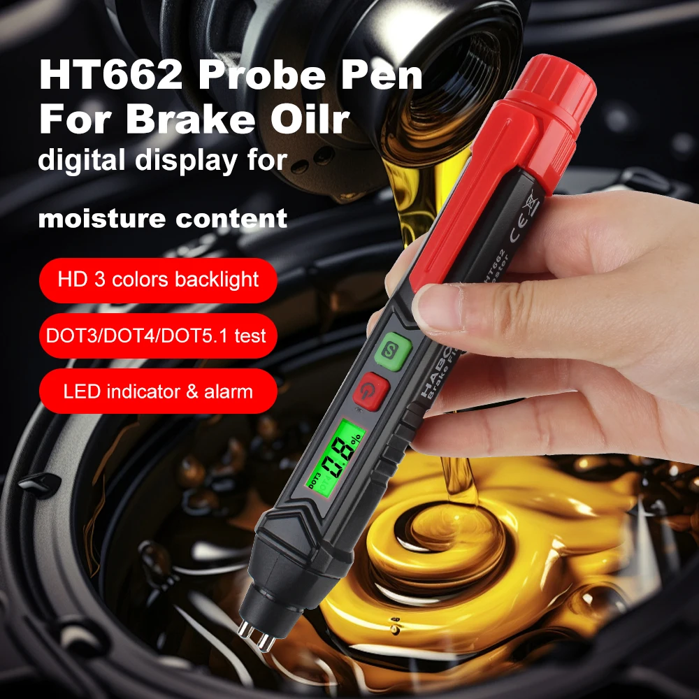 Car Accessories HT662 Brake Fluid Tester With LED Indicator Warning Test Pen For DOT3/DOT4/DOT5.1 Brake Liquid Oil Testing Tool