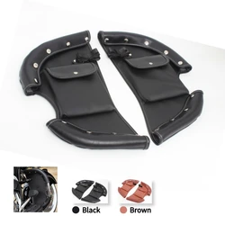 Lederen Snelweg Crash Bar Zachte Verlaagt Closeout Been Warmer Wind Protector W/Pocket Voor Indian Chief Classic Vintage Stamhoofd 14 +