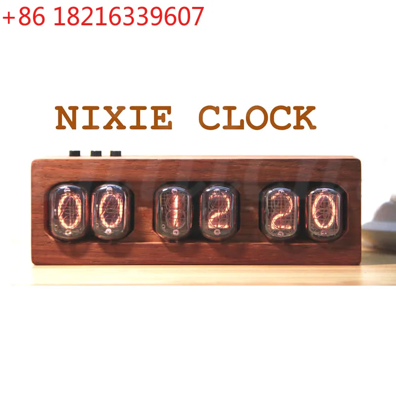 YAO IN12 Glow Tube Clock Creative Decoration, Retro Rosewood Shell, DIY Bookshelf Ornaments, Gift for Friend, Desktop, Red