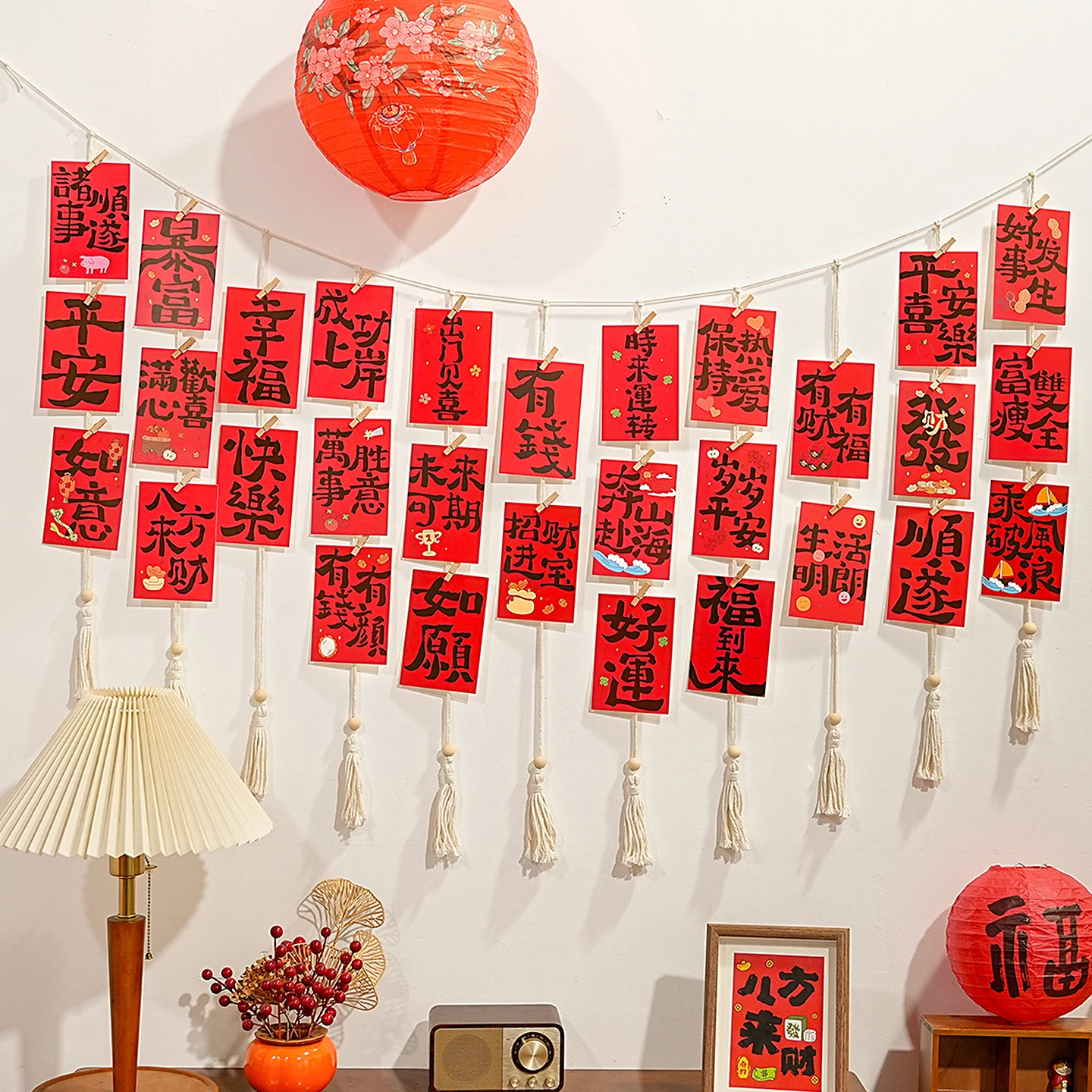 New Chinese Style Red Blessing Wall Hanging Ornament Wall Decor New Year Decoration Wall Sticker Hanging Decoration Creative ...