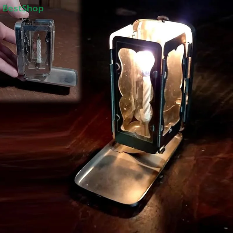 Folding Pocket Candle Lantern For Real Candles Vintage Small Pocket Candle Lantern Portable Decorative Camping Hiking Travel