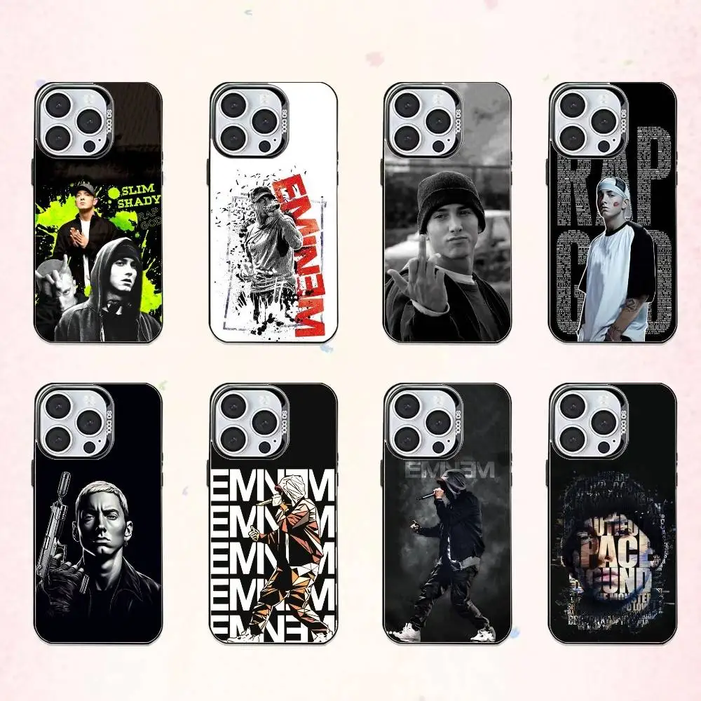 

R-Rapper Eminem Phone Case For iPhone17,16,15,14,13,12,11 Plus,Pro Max Colored Silver Plated Inside Cover