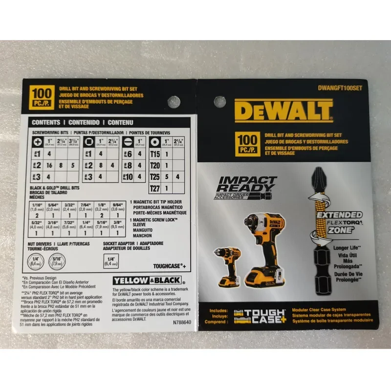 DEWALT DWANGFT100SET FlexTorq Bit Set 100pc ToughCase+ System Woodworking Drill Bits Storage Set Dewalt Tool Accessories