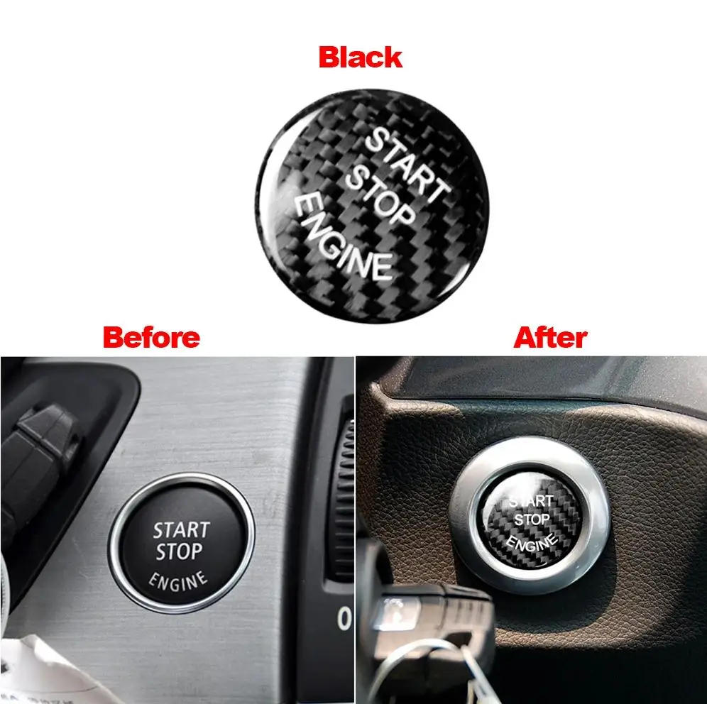 Drip glue 3D carbon fiber Engine start stop buttons decoration sticker car molding trims for BMW E60 E90 E92 E87 E63 E82 E70 E71