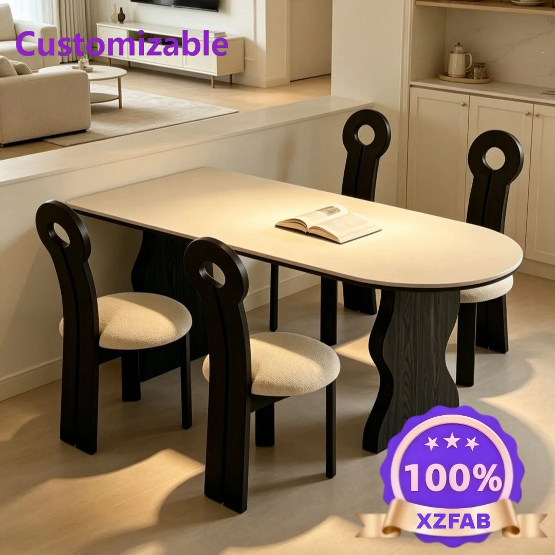 Factory Direct 2026 French dining table rectangular small apartment modern simple rock slab household ash solid wood diningtable
