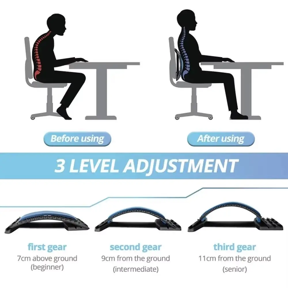 Multi-Level Adjustable Lumbar Back Soothing Device Lumbar Vertebrae Support Nerve Compression Relief Lumbar Spine Stretcher