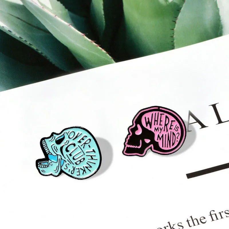 ¿mente? Alfileres esmaltados personalizados, broches de calavera, Pin de solapa, bolso de camisa, insignia de esqueleto, joyería de Humor, regalo para amigos, ¿dónde es mi?