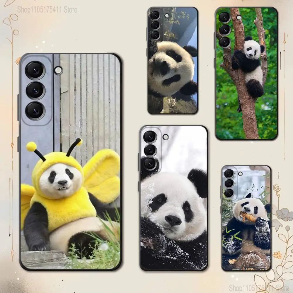 

F-Fubao Panda Phone Case For Samsung Galaxy A 73,72,51,53,52,71,22,5G,Note,J7,8,9 Soft Black Cover