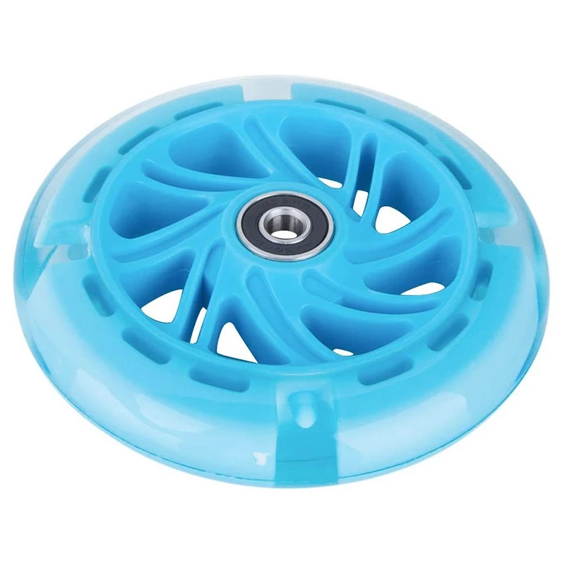 1 زوج 120 مللي متر الأطفال سكوتر LED أضواء عجلات وامضة مع محامل الجبهة/الخلفية LED وامض عجلات سكوتر ، الأزرق-ABWY