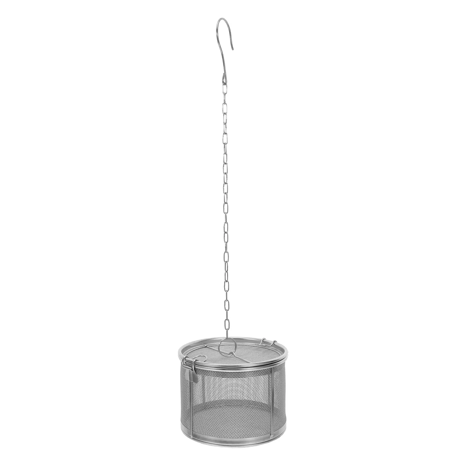 Stainless Steel Tea Strainer Large Fine Mesh Seasoning Infuser Extended Chain Hook Brewing Tea Cooking Spice Filter