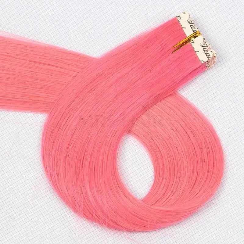 Nastro colorato con aggiunta di evidenziazioni Nastro nelle estensioni dei capelli umani Mini nastro nelle estensioni ROSA VIOLA Adesivo biadesivo 2 g/pz