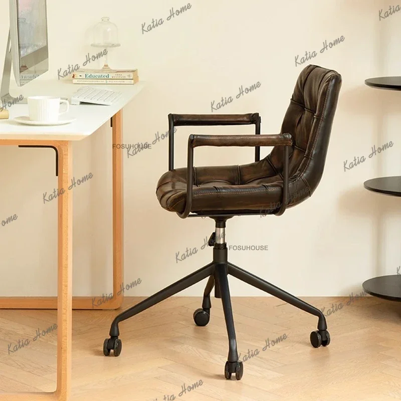 Sillas de oficina LSAmerican, silla ergonómica para videojuegos, muebles de oficina modernos, sillón para ordenador de uso doméstico, silla giratoria con respaldo retro y función de elevación.