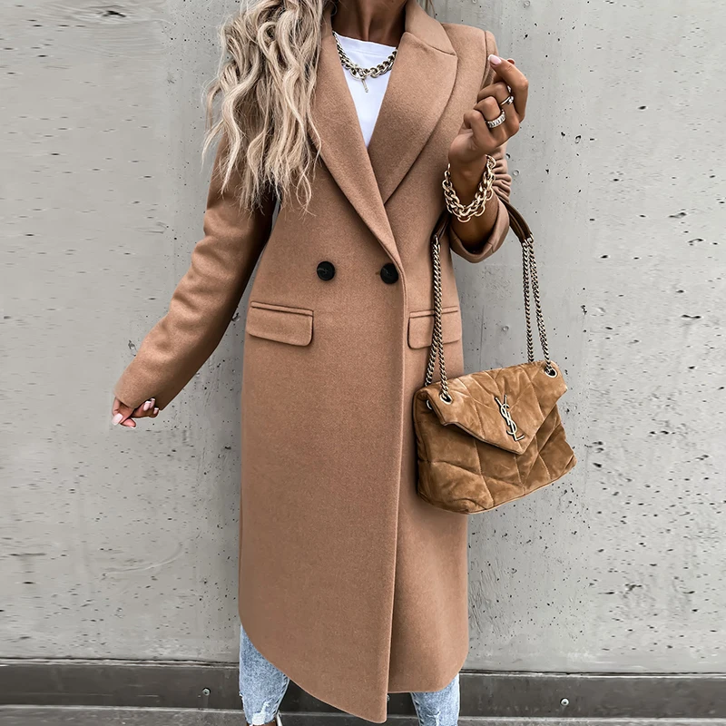 Winter Coats Woman 2024 New Women\'s Coat Trench Luxury Woolen Outerwears Solid Casual Simple England Style Clothes Office Lady