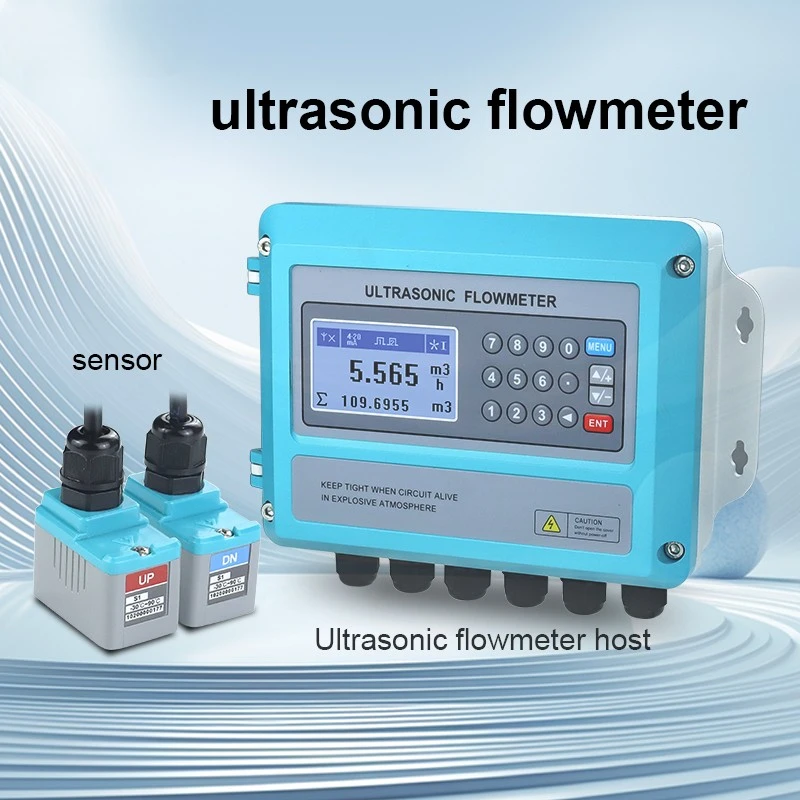 Digital Clamp On Ultrasonic Flowmeter Portable Wall Mounted External Ultrasonic Water Flow Meter