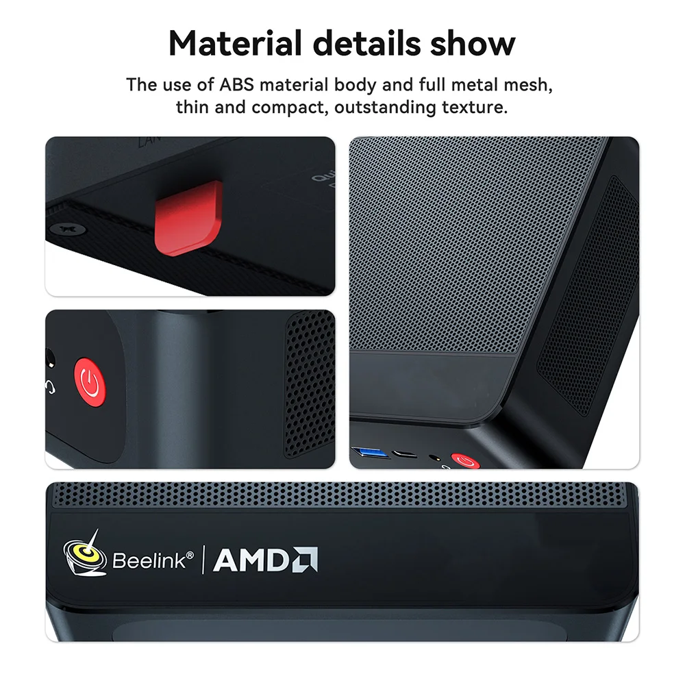 비링크 SER5 맥스 윈도우 11 미니 PC AMD 라이젠7 6800U/7735HS R3 3200U R5 5500U DDR4 RAM 16G NVME 500G Wifi6 4K 타입-C 게이머 컴퓨터 썸네일 4
