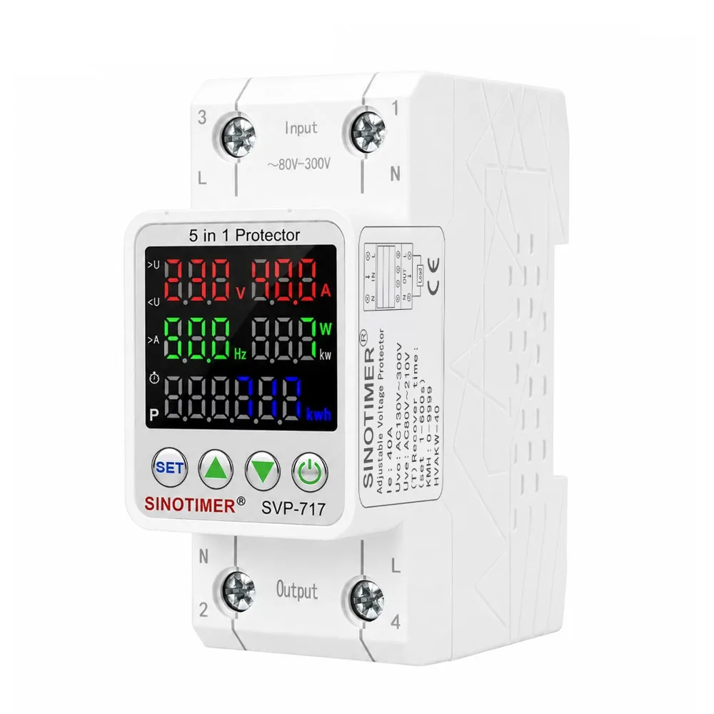 220V AC 230V LED Display KWh Metering Power Energy Meter Over Under Voltage Protector Current Protection Circuit Breakers 40/63A - view 5