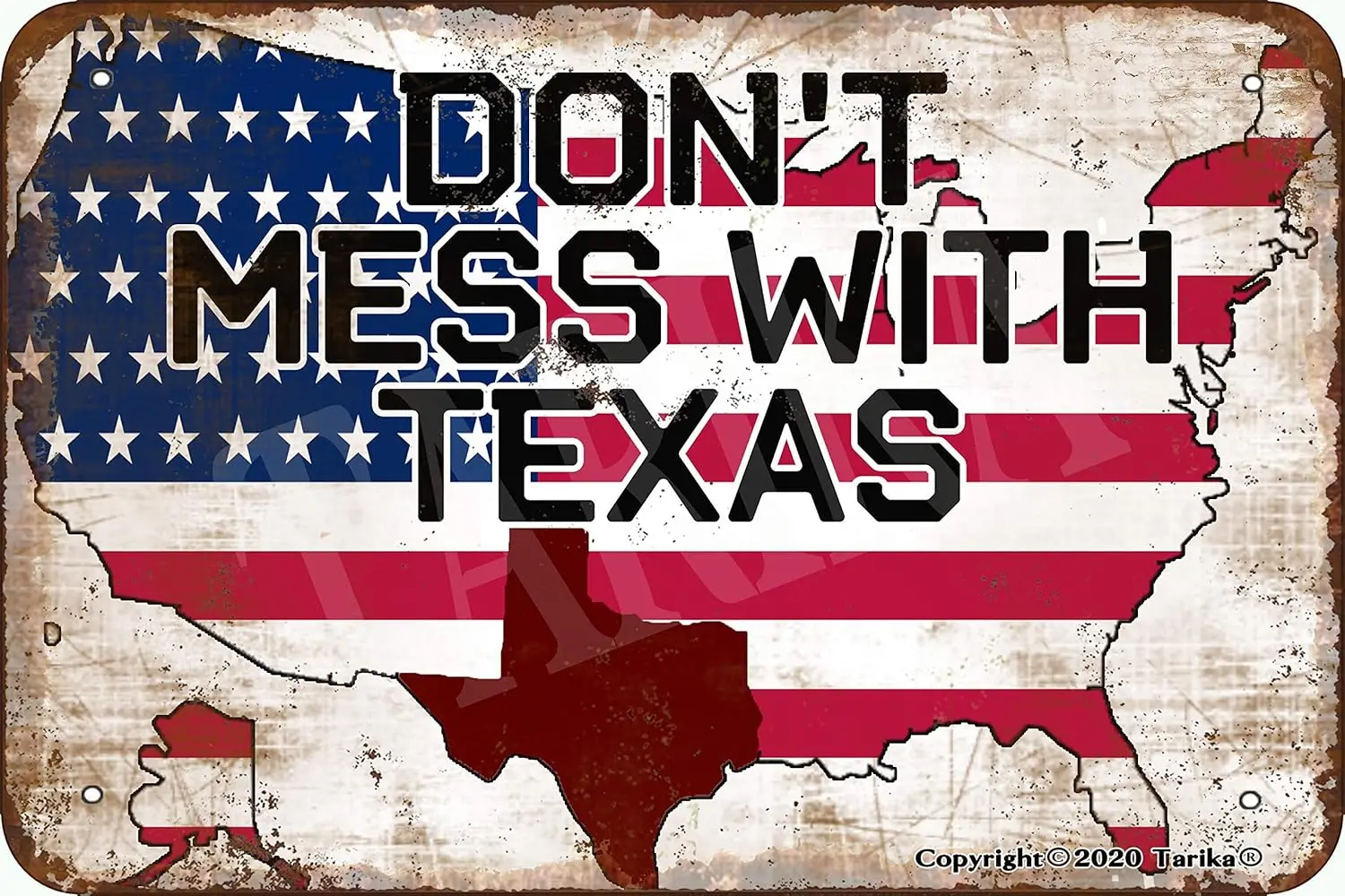 BIGYAK Don't Mess with Texas 8X12 Inch Retro Look Tin Decoration Painting Sign for Home Funny Wall Decor