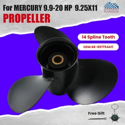 For Mercury 9.9hp 15hp 20hp Outboard Propeller 9.25x11 Boat Motor Aluminum Alloy Screw Ship Marine Engine 3 Blade 14 Spline