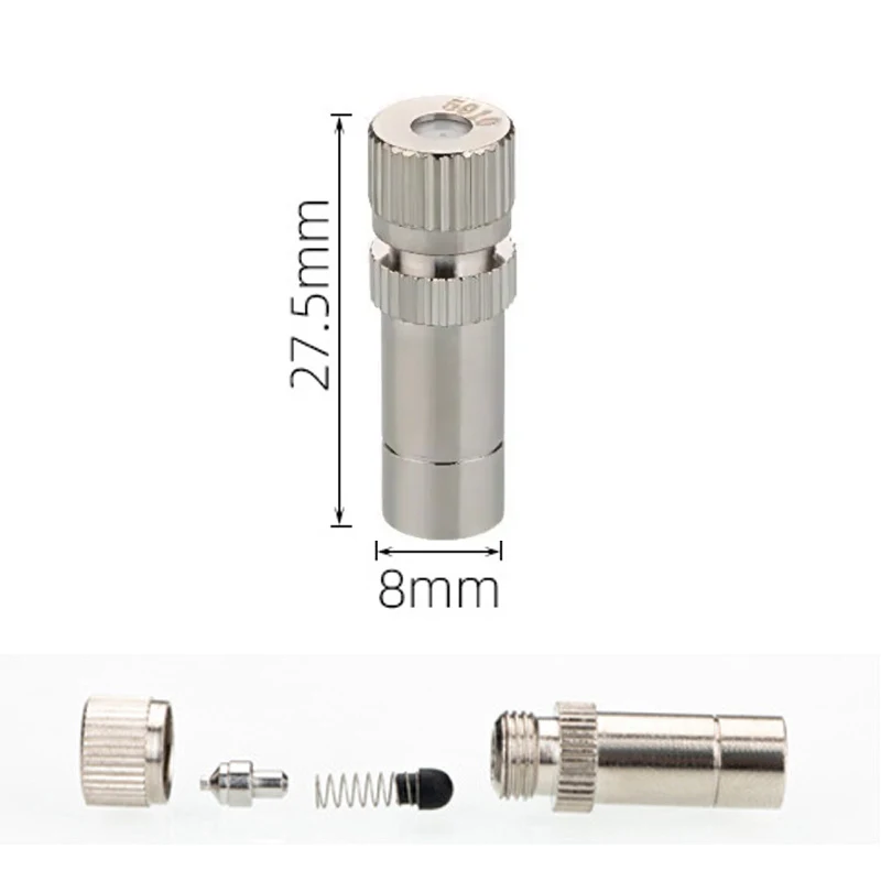 8MM Quick Connect Push-in Nozzle Orifice Size 0.1mm~0.8mm Brass Low Pressure Garden Hose Water Sprinkler Misting Cooling Nozzle