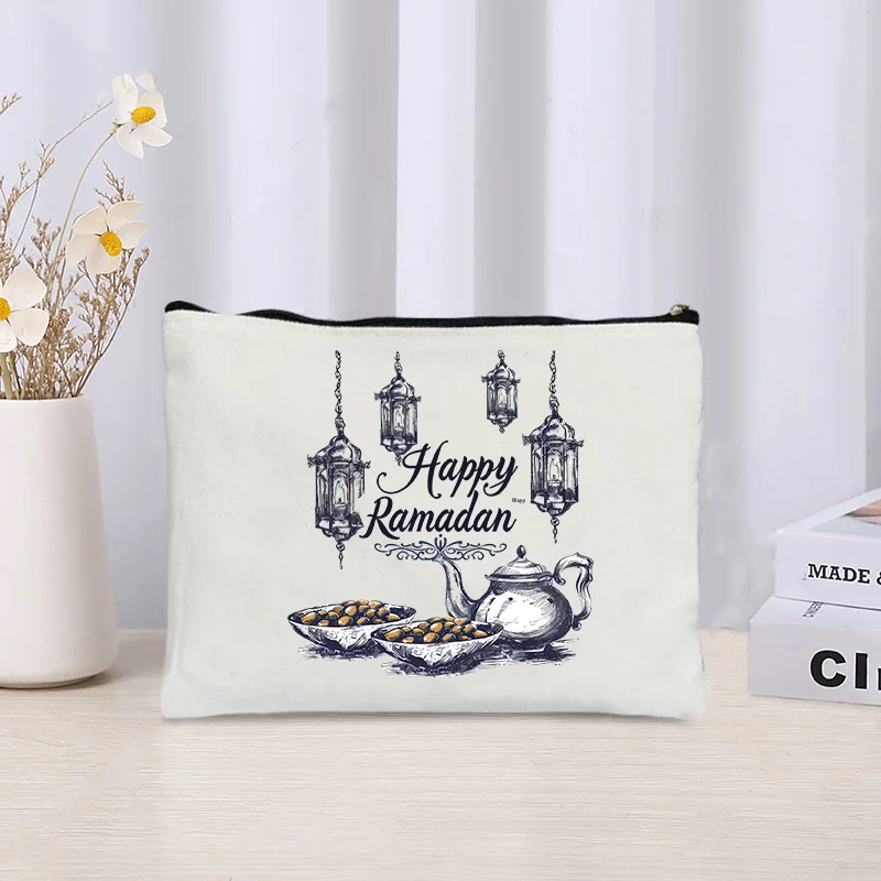 Happy Ramadan Pattern Makeup Bag Lantern Mosque Print Cosmetic Case Ramadan Kareem Gift Eid Mubarak Gifts Islamic Gift Muslim