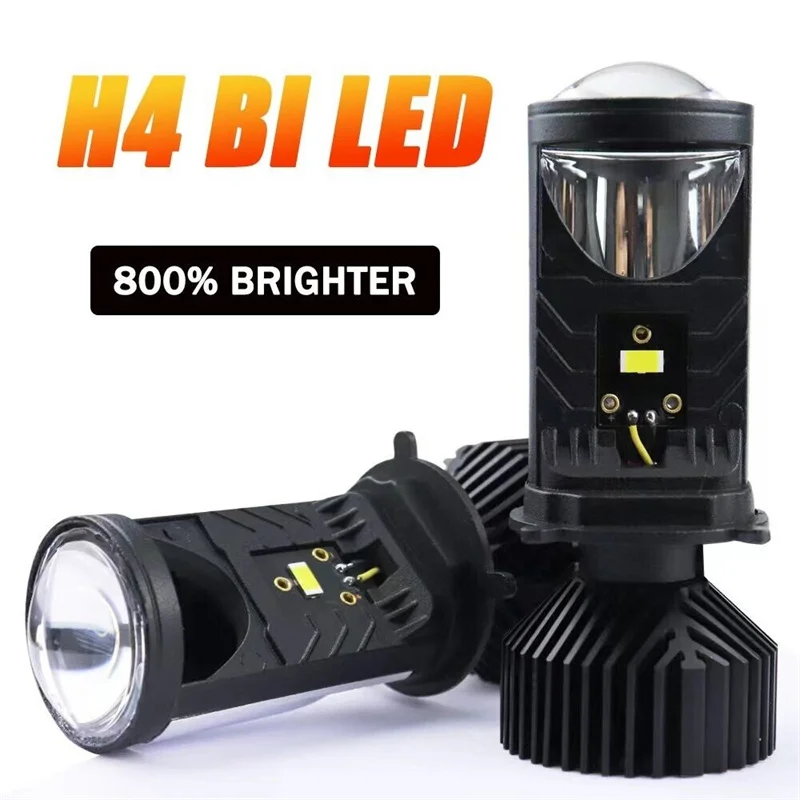 

Y6D H4 LED Projector Headlight Bulbs Bi LED Lens Projector With Fan H4 Mini Projector Lens Headlamp Automobile Hi Lo Beam Bulb