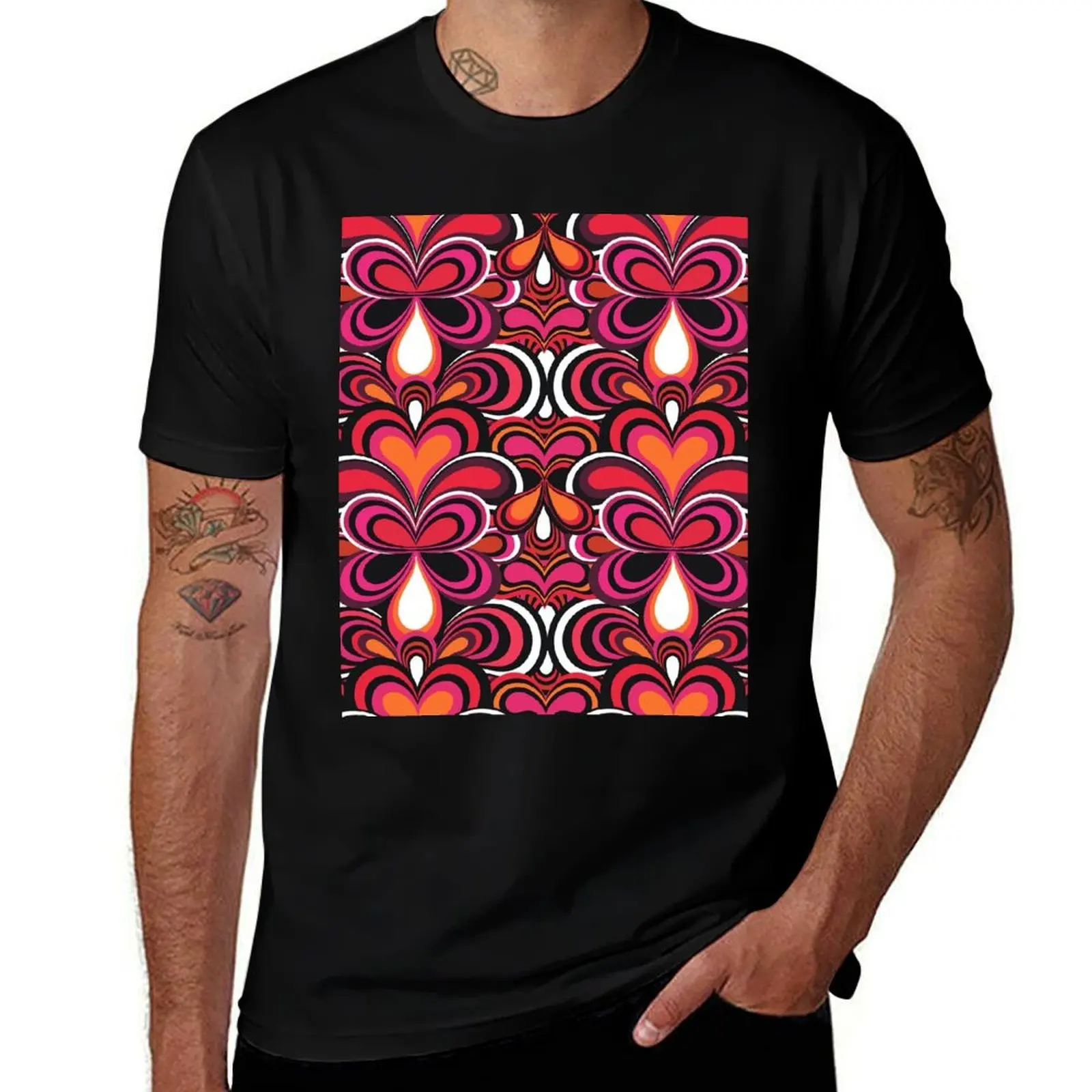 70s 60s retro Psychedelic Flower Power, Floral Pattern T-Shirt t shirt man designer T-Shirt