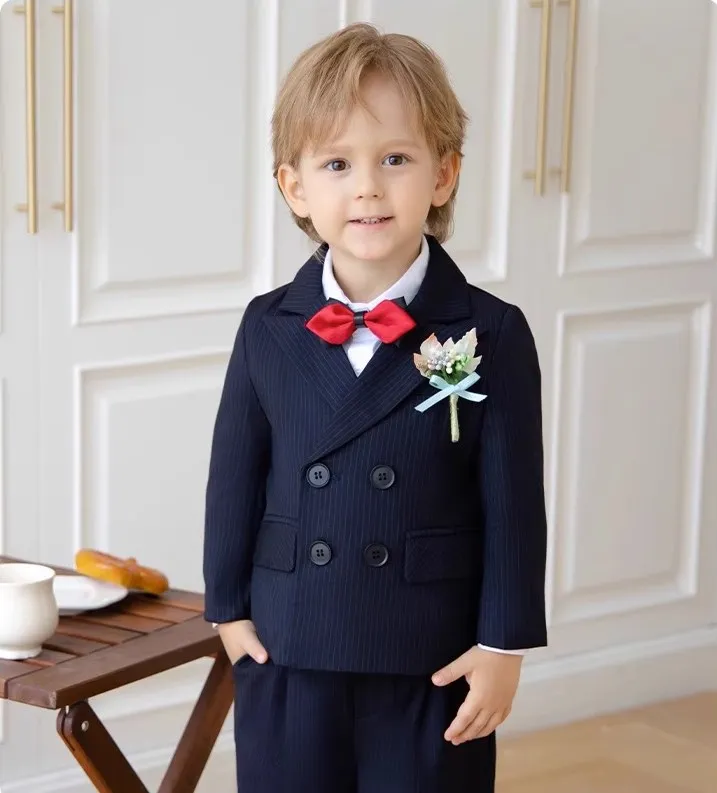 Children Elegant Wedding Suit Boys Formal Ceremony Tuxedo Dress Teenager Kids Photograph Blazer Piano Party Performance Costume