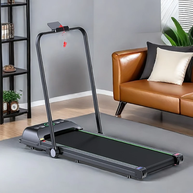 Household treadmill with armrests, small fitness equipment, indoor treadmill, electric home version, flatbed treadmill