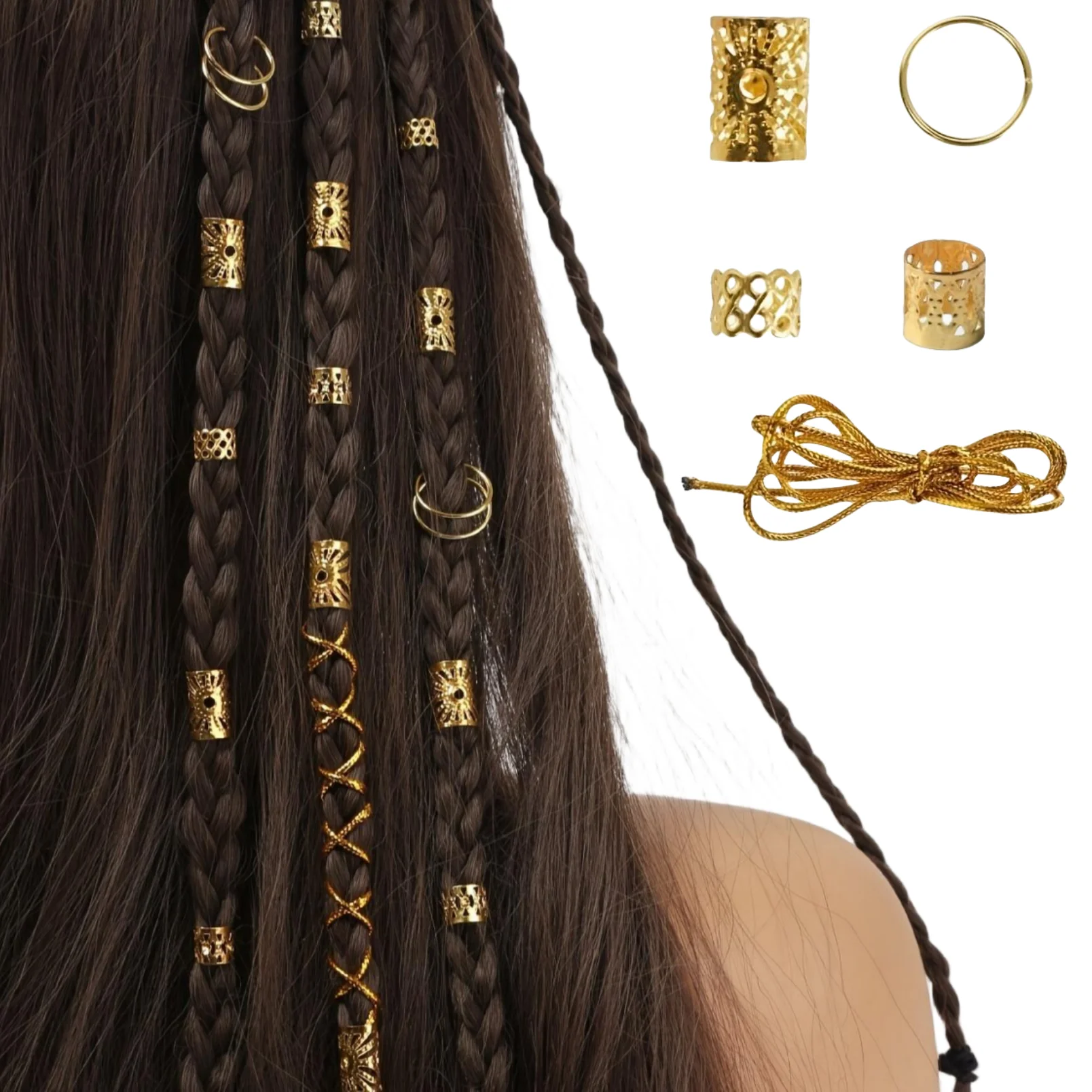 41pcs Alloy Hair Ring Braided Rope Set, Suitable For Daily Wear Hair Accessories Loc Hair Jewelry for Braids