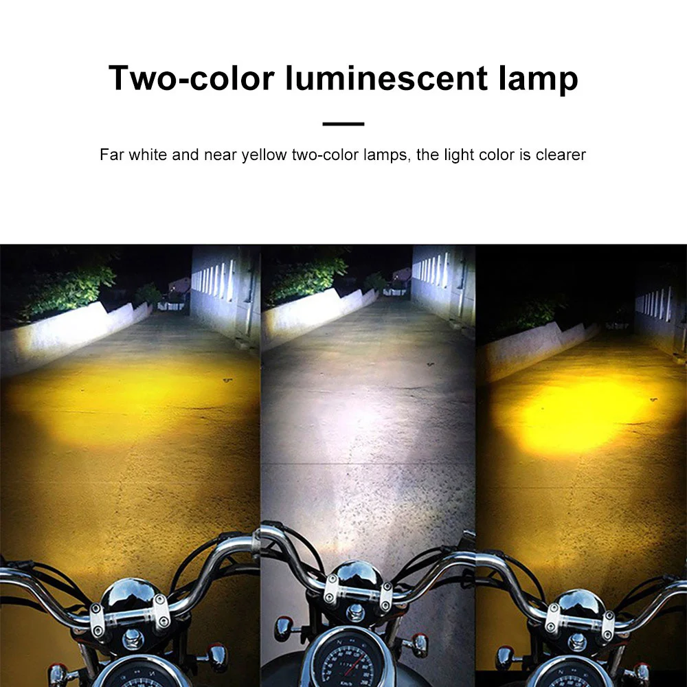 21 W Motorcycle Headlight Design Dual Color 4 Modes Auxiliary Spotlights Waterproof Motorbike Scooter Fog Lamp Running Lights image 5